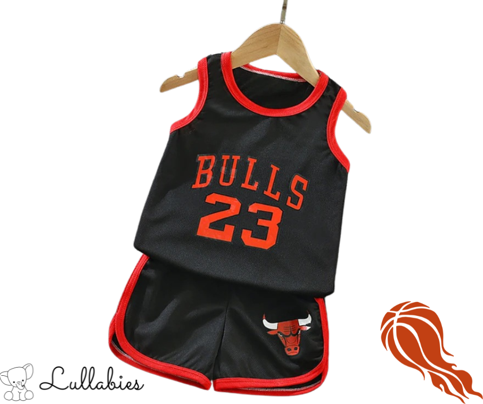 NBA bulls βρεφικο σετ καλοκαιρινα βρεφικα καλοκαιρι μπασκετ μαυρο κοκκινο